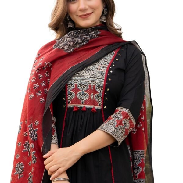 Amayra Women's Pure Cotton A-Line Kurta Set with Palazzo Pants & Dupatta|Ethnic wear|Kurti Suit Set for Women