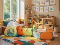 Amazon Brand - Jam & Honey Theme 3 in 1 Combo Tunnel | Tunnel, Play Tent House, Ball Pool for Kids 3 to 6 Years | Spacious, Lightweight and Portable | Without Balls | Multi Colour