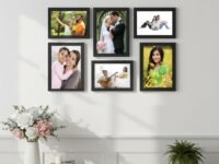 Amazon Brand - Solimo Collage Photo Frames (Set of 6, Wall Hanging),Black, Engineered Wood
