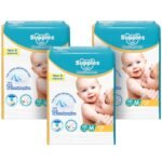 Amazon Brand - Supples Premium Baby Diaper Pants | 216 Baby Diapers | Medium | 7-12 Kg | 72 x 3 Packs | 12 Hrs Absorption | Cushiony Cotton Soft Fabric | Phthalates-Free | Triple Leak Guard