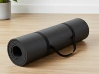 AmazonBasics Nitrile Butadiene Rubber 13mm Extra Thick Yoga | Exercise Mat with Carrying Strap | for Men & Women | Black