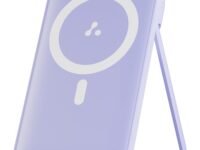 Ambrane 10000mAh Magnetic Wireless Power Bank with Stand, 15W Wireless Fast Charging, Compact 22.5W PD Wired Charger, Compatible with iPhone 12/13/14/15 & Other Wireless Devices (PB10,Purple)