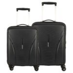 American Tourister Ivy 2 Pc Set 55 Cms & 68 Cms Small & Medium Polypropylene Hard Sided 4 Wheeler Spinner Suitcase Luggage with Built-in TSA Lock (Black)
