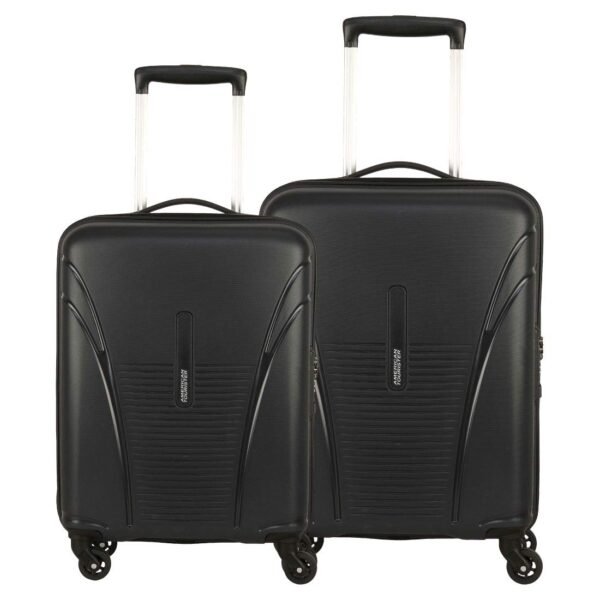 American Tourister Ivy 2 Pc Set 55 Cms & 68 Cms Small & Medium Polypropylene Hard Sided 4 Wheeler Spinner Suitcase Luggage with Built-in TSA Lock (Black)