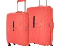 American Tourister Ivy Spinner Polypropylene (PP) 2 Pc Set Coral Hard Luggage with TSA Lock Small & Medium Sets (55Cm + 68 Cm)