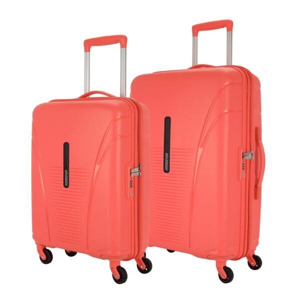 American Tourister Ivy Spinner Polypropylene (PP) 2 Pc Set Coral Hard Luggage with TSA Lock Small & Medium Sets (55Cm + 68 Cm)