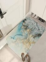 Area Rug Blue Throw Rug Accent Distressed Rug Floor Carpet for Door Mat Kitchen Entry Laundry Rug Decor Non-Slip Door Carpet Bathroom Runner Rugs Floor Carpet