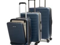 Assembly Stark Hard Luggage Set of 3 Trolley Bags (20 + 24 + 28 Inch), Unbreakable Polycarbonate Luggage Set, TSA Lock, Silent 8 Spinner Wheels, Hard Shell Travel Suitcase Set of 3 Blue