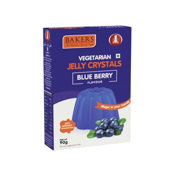 BAKERS Jelly Crystals | Blueberry Flavour | 100% Vegetarian | Easy to Make | Instant tasty dessert | Authentic Flavors Pack of 6 (90 gm x 6)