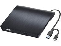 BEVA External CD/DVD Drive USB 3.0 & Type-C, CD DVD Burner Portable, Rewriter Reader DVD/CD-RW Plug and Play for Laptop Desktop Windows 7/8/10/11, Linux, Vista, Mac OS for MacBook, iMac | Optical Drive DVD, DVD/CD-RW Rewriter Reader, Plug and Play
