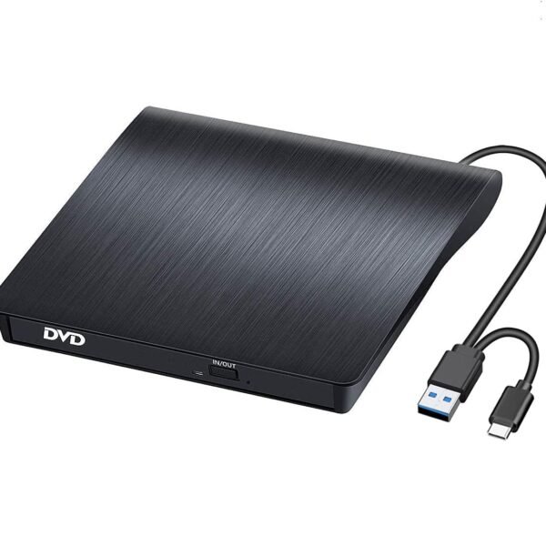 BEVA External CD/DVD Drive USB 3.0 & Type-C, CD DVD Burner Portable, Rewriter Reader DVD/CD-RW Plug and Play for Laptop Desktop Windows 7/8/10/11, Linux, Vista, Mac OS for MacBook, iMac | Optical Drive DVD, DVD/CD-RW Rewriter Reader, Plug and Play