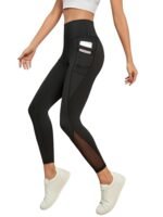 BLINKIN Women's & Girl's Stretch Fit High Rise Track Pant Gym wear Mesh Leggings Workout Pants with Side Pockets/Stretchable Tights/Highwaist Sports Fitness Yoga Track Pants_2012