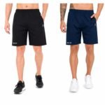BLUE STAR SHARK Athletic Sports Shorts for Men with Zip Pockets and Elastic Waistband Quick Dry Lightweight Activewear Combo - Pack of 2