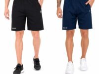 BLUE STAR SHARK Athletic Sports Shorts for Men with Zip Pockets and Elastic Waistband Quick Dry Lightweight Activewear Combo - Pack of 2