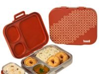 Basil Bento Box Quad Plus – 3+1 Compartment Stainless Steel Lunch Box (1020ml) with BPA-Free Lid | Leak-Proof Tiffin for Kids & Adults | Premium Lunch Box for School, Office & Picnic – Tanjore Kolam