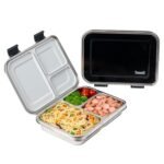 Basil Bento Neo Classic 2025 – New & Improved, 1000ml 3-Compartment Stainless Steel Lunch Box for Adults, Teens & Kids | Leak-Proof & Easy to Open Tiffin for Office, School, College - Black
