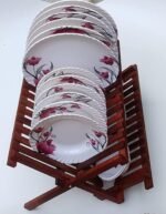 Beautiful Rosewood Foldable Dish Drying Rack for Kitchen/Wooden Dish Stand/Dish Storage/Plate Stand/Wooden Organizer/Rosewood with Anti-Rust Nano Coating
