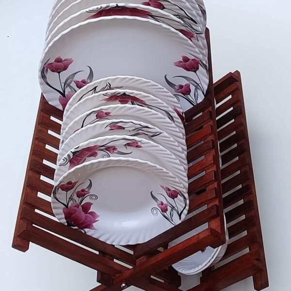 Beautiful Rosewood Foldable Dish Drying Rack for Kitchen/Wooden Dish Stand/Dish Storage/Plate Stand/Wooden Organizer/Rosewood with Anti-Rust Nano Coating