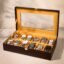 Birch & Co. Faux Leather Watch Box Organizer,Watchcase Box For Unisex,Storage Tray,Wristwatch Collection Holder 12 Slots,Sleek & Durable Display Case For All Enthusiasts,Mohagany,Brown