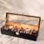 Birch & Co. Watch Box Organizer – 6 Slot Display Case with Glass Lid, PU Leather, Soft Velvet Interior – Elegant Storage for Men’s & Women’s Watches, Jewelry & Accessories – Gift-Ready Case, Black