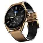 Boat Ultima Aeris 1.43" AMOLED Display, 1000 nits Brightness, Ultra Slim 8mm Metal Build, IP68, Auto HR & SpO2 Monitoring, Sleep & Stress Tracking, Stylish Smartwatch for Men & Women(Tan Brown)