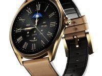 Boat Ultima Aeris 1.43" AMOLED Display, 1000 nits Brightness, Ultra Slim 8mm Metal Build, IP68, Auto HR & SpO2 Monitoring, Sleep & Stress Tracking, Stylish Smartwatch for Men & Women(Tan Brown)