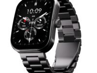 Boat Wave Sigma 3 Curv Smartwatch with 2.01” (5.33 cm) Immersive Curved Display, Metallic Finish, Functional Crown, BT Calling, Sleep, Stress, Heart Rate & SpO2 Monitoring, SOS, IP68 (Black Steel)