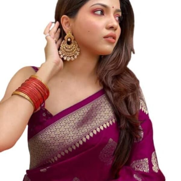 C J Enterprise Women's Pure Kanjivaram Silk Saree Soft Design With Blouse Piece For Wedding (Pari122-51)