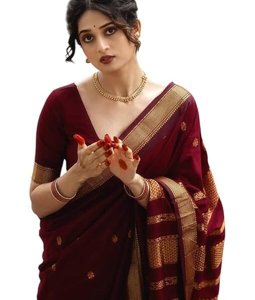 C J Enterprise Women’s Pure Kanjivaram Soft Silk Saree Banarasi Style Ladies Sadi With Blouse Piece for Wedding (Eagle-3-51)