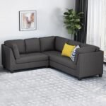 CASASTYLE Stolver 6 Seater Fabric Corner Sofa Set (Dark Grey)