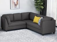 CASASTYLE Stolver 6 Seater Fabric Corner Sofa Set (Dark Grey)