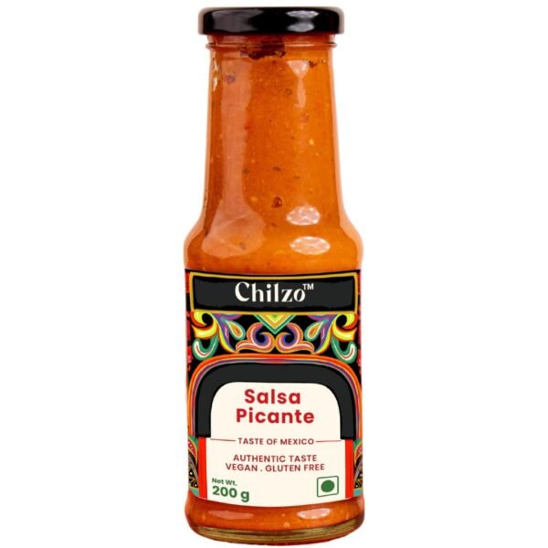 CHILZO Salsa Picante - (200g) | Mexican | Use as Dip for Nachos, Spread on Tacos | Burrito, Quesadilla Sauce | Cooking Sauce | MSG-free | Gluten-free | No Added Sugar | 0% Trans Fat | Vegan