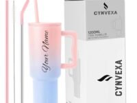 CYNVEXA Personalized with Your Name, Tumbler with lid and Straw 1200ML Cup Stainless Steel Vacuum Insulated Tumbler for Water, Iced Tea or Coffee 1.2L Office Gym Travelling (Candy HASE)
