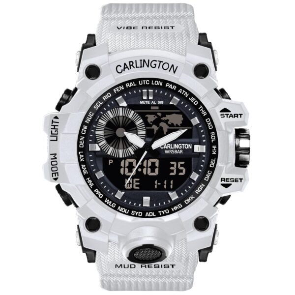 Carlington Analog-Digital Sports Watch: Chronograph, Dual Time, Alarm, Stopwatch, Water-Resistant, Shock-Resistant, Back Light Display- The Perfect Watch for Men and Boys - CT3388