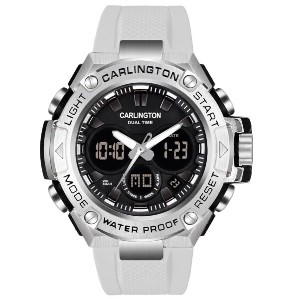 Carlington Resin Analog-Digital Sports Watch Chronograph,Dual Time,Alarm,Stopwatch,Water-Resistant,Shock-Resistant,Back Light Display- The Perfect Watch for Men&Boys-CT 9107 Series