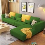 Casaliving Minta RHS 6 Seater L Shape Sofa Set for Living Room (Green Fabric)