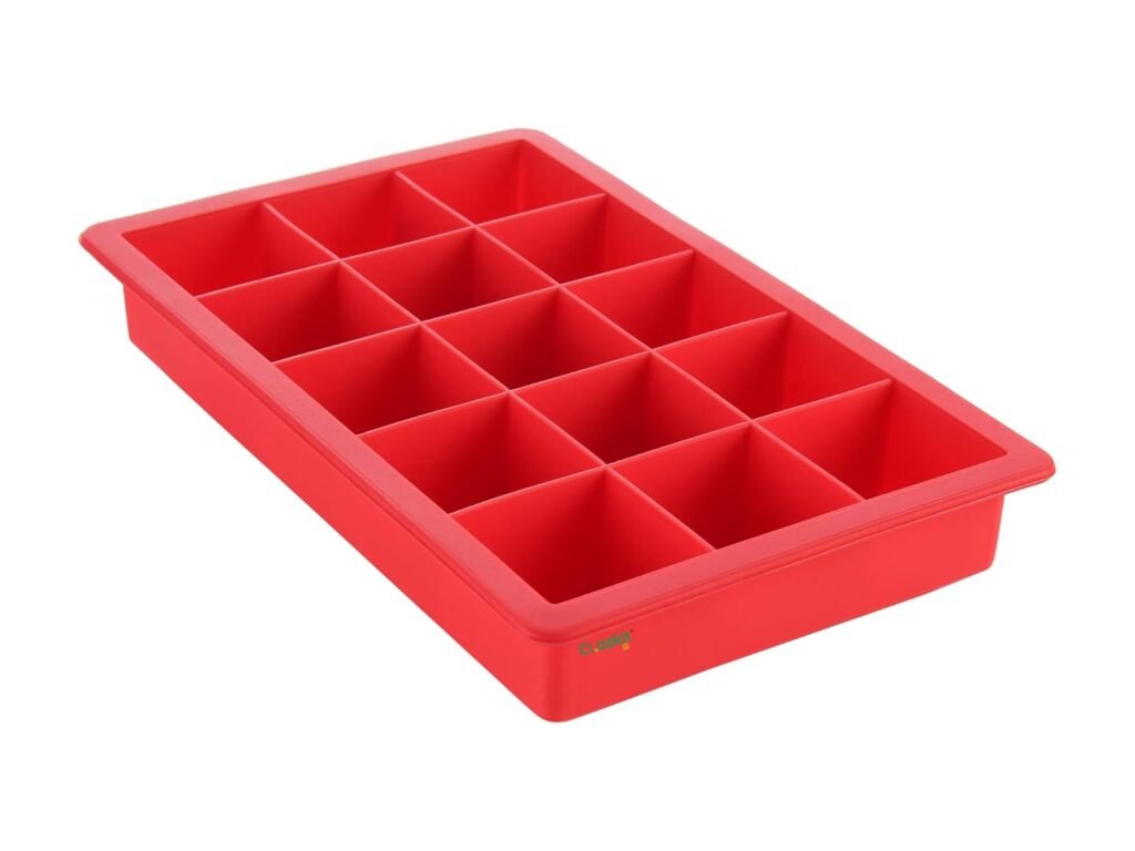 Clazkit Silicone Ice Tray – Flexible 15-Cube Ice Mold, Easy Release, BPA-Free, Reusable Freezer Tray for Ice, Chocolate & More - Color May Vary