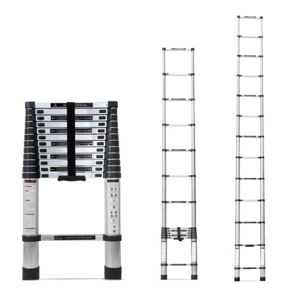 Corvids 3.8m (12.5 feet) Portable & Compact Aluminium Telescopic Ladder | 2-Year Warranty | EN131 Certified 13-Steps Foldable Multipurpose Step Ladder for Home & Outdoor use