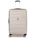 DELSEY PARIS Margot 80 cms Large Check-in Polycarbonate Hard Sided 8 Wheels and Expandable Spinner Suitcase/Trolley Bag for Travel with TSA Lock- Black