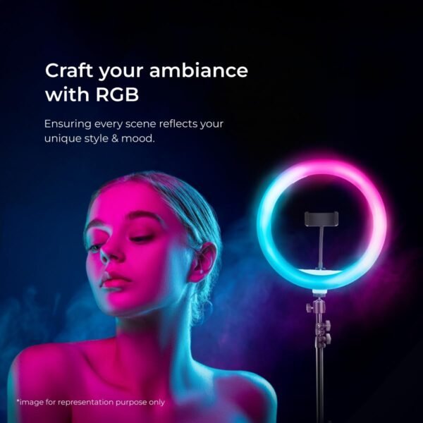 DIGITEK (DRL-14 RGB) Multi-Color LED Ring Light with Smartphone Mount - USB Cable, 3-Color Temperature Lights - Ideal for Photography, Video (Without Stand)