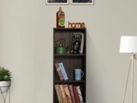 DeckUp Lexis 3-Shelf Engineered Wood Book Shelf and Display Unit (Walnut, Matte Finish)