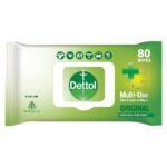 Dettol Disinfectant Sanitizer Wet Wipes For Skin & Surfaces , Original 80 Count| Moisture-Lock Lid | Safe On Skin | Ideal To Clean Surfaces