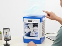 Drumstone Portable Personal Air Cooler with Adjustable Speed Control - USB Rechargeable Mini Desktop Fan for Office, Bedside, and Small Spaces - Quiet Evaporative Cooling Unit