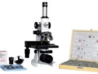 ESAW 2500X Compound Medical Microscope with 100 Prepared Microscopes Slides for Students (Magnification: 100X to 2500X) (Microscope with 100 Slides)