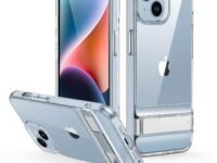 ESR for iPhone 13/14 Cover with Adjustable Stand, Military-Grade Drop Protection, 3 Stand Modes, TPU, Supports Wireless Charging, Boost Slim Patented Metal Kickstand Phone Back Case, Clear