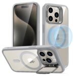 ESR for iPhone 15 Pro Case, Compatible with MagSafe, Military-Grade Protective Case, Built-in Stash Stand Phone Case, Scratch-Resistant TPU Back Cover, Classic Series, Clear Gray