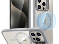 ESR for iPhone 15 Pro Case, Compatible with MagSafe, Military-Grade Protective Case, Built-in Stash Stand Phone Case, Scratch-Resistant TPU Back Cover, Classic Series, Clear Gray