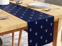 Encasa XO Dining Table Runner for 4 Seater - Polyester Twill Fabric - Foil Digital Print - Size 28x150 cm - Decorative Cloth for Centre and Coffee Table - Washable - 1 Pc - Buti Navy Blue