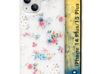 Enflamo Silicone Soft Silione Phone Back Case Cover For iPhone 15 Plus | Girls 3D Flower Printed (Mix Lilies) White