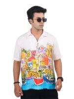 Eszett Men's Casual Half Sleeve Mapel Collar Regular Fit Shirt